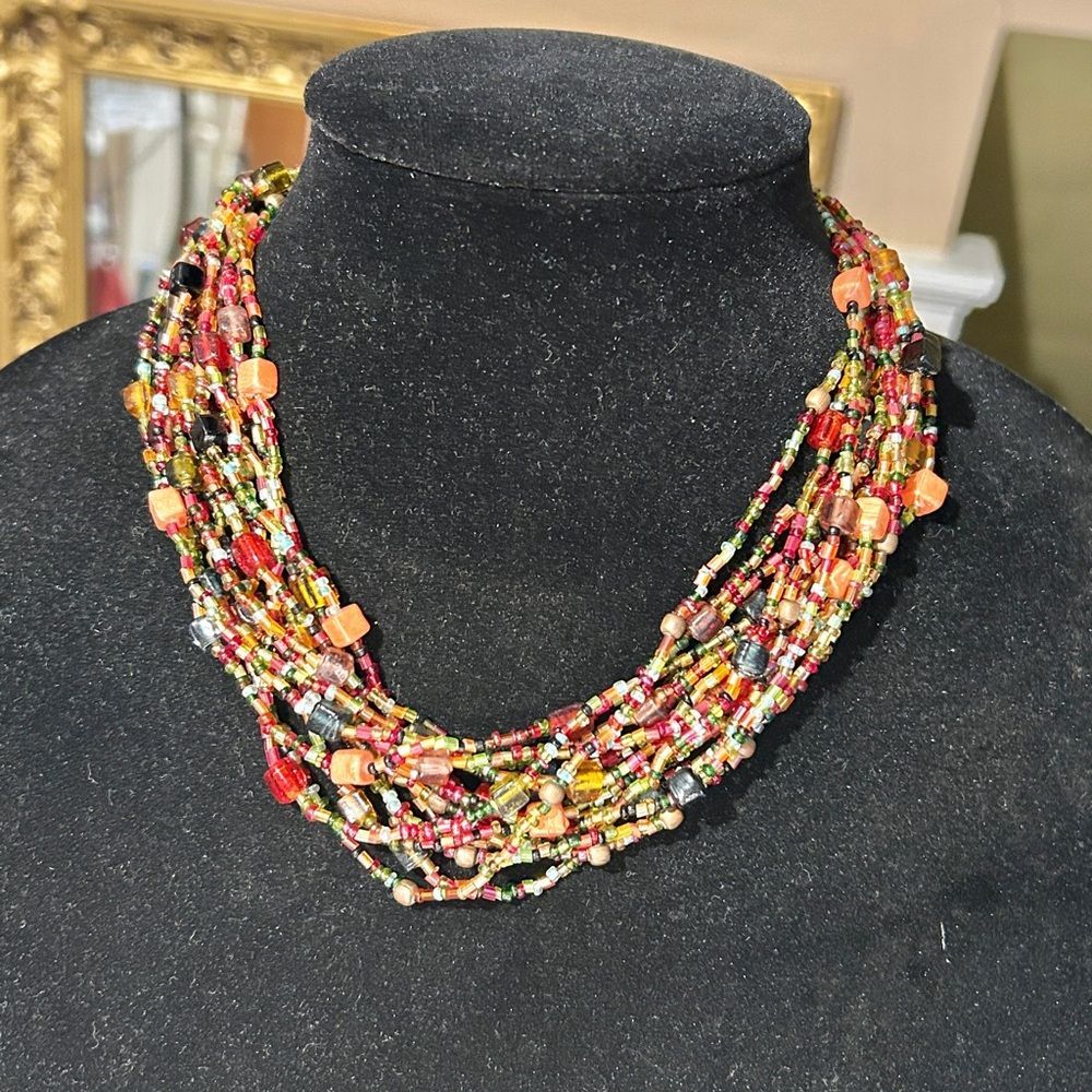 Multicolor Glass Seed Bead Necklace